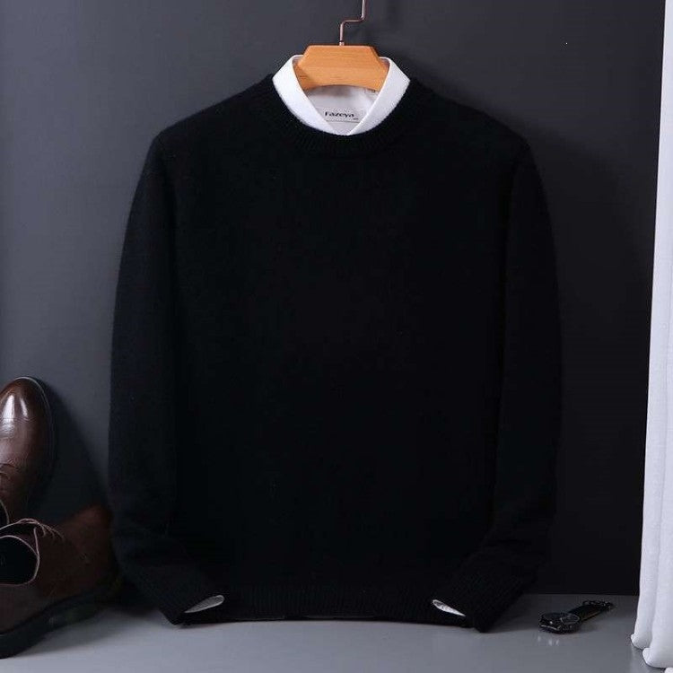 Brushed Knit Crew-Neck Sweater, Big & Tall – Men – Black – front