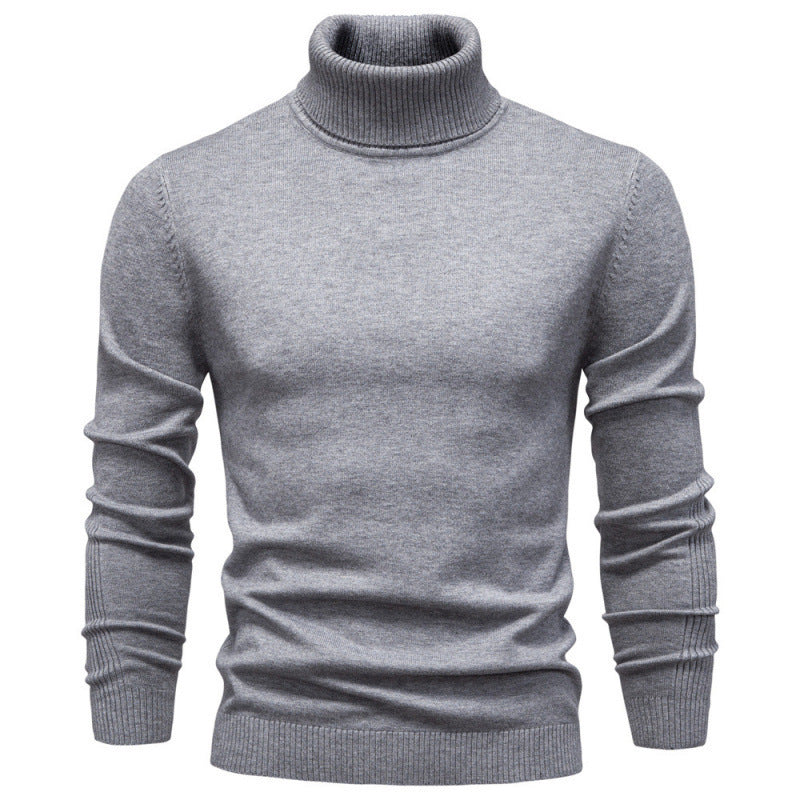 Fine-Knit Roll-Neck Sweater – Men – Grey – front