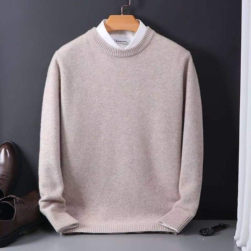 Brushed Knit Crew-Neck Sweater, Big & Tall – Men – Beige – front