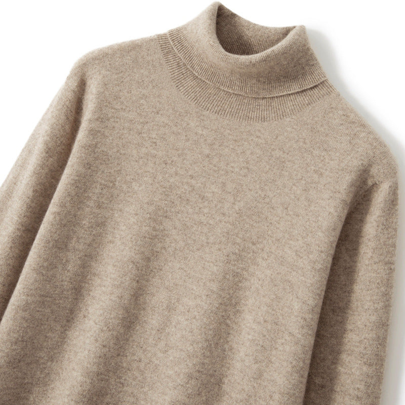 Wool Roll-Neck Sweater – Men – Camel – collar detail
