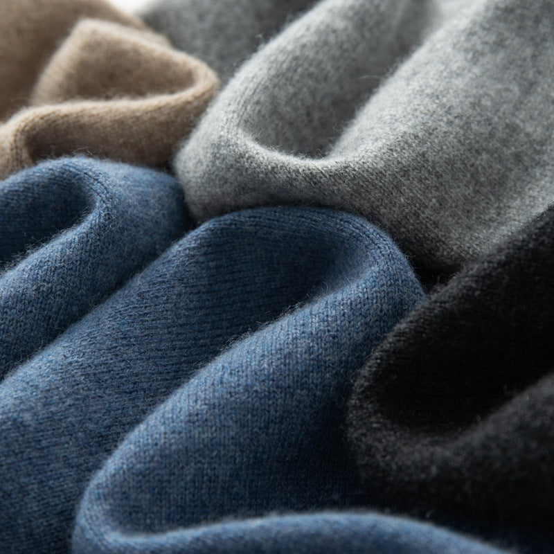 Wool Roll-Neck Sweater – Men – Navy – fabric