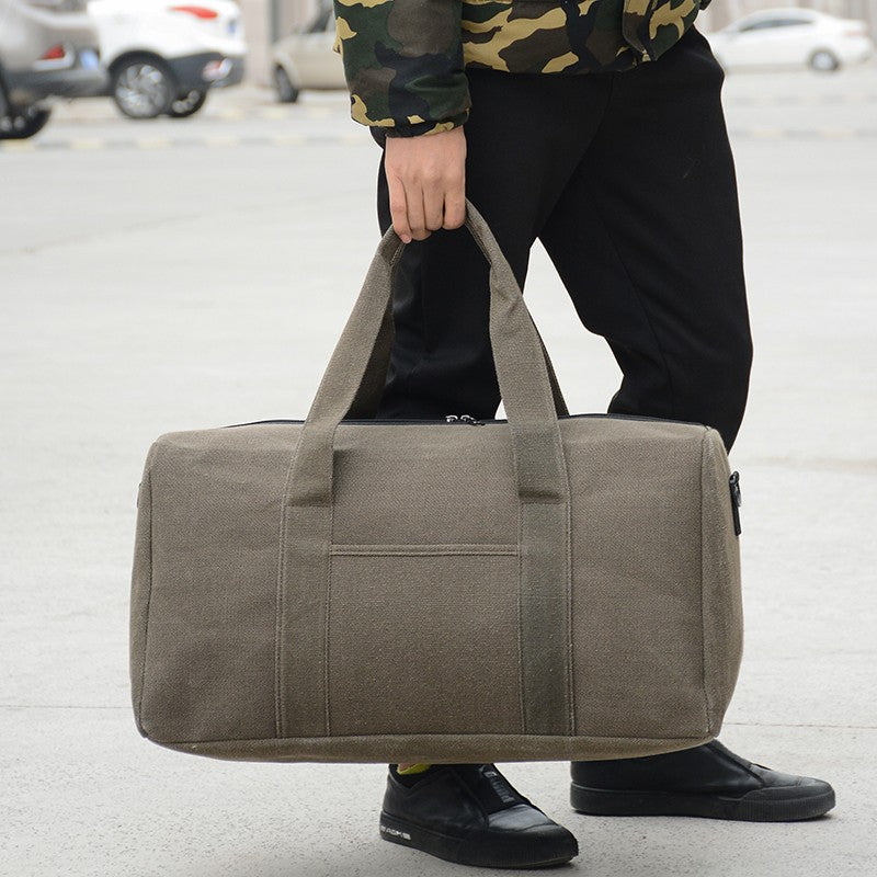 Canvas Holdall Bag – Men – Brown – carried