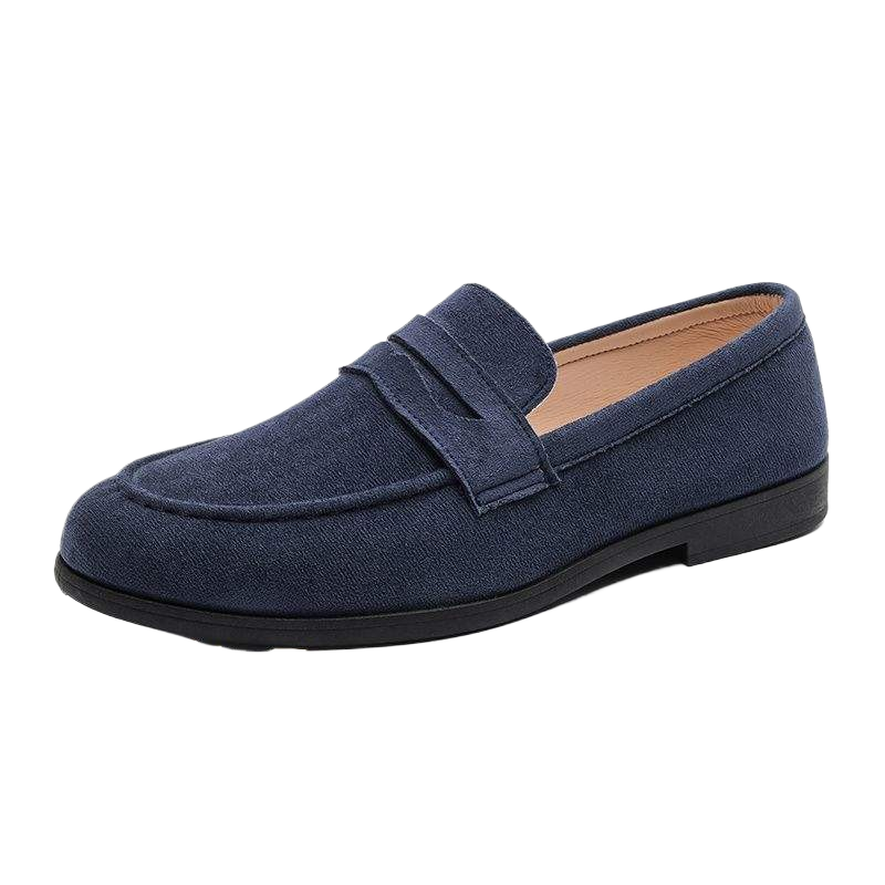 Suede-Look Penny Loafers – Men – Navy – side