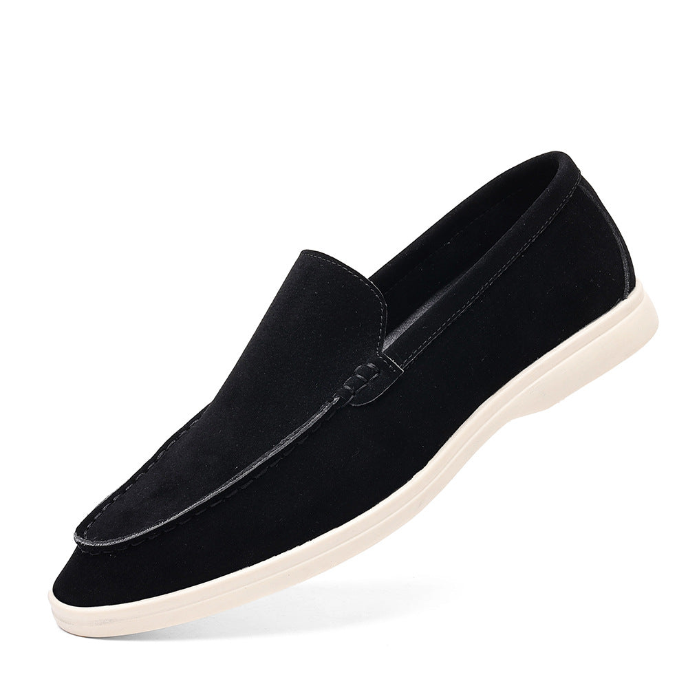 Suede-Look Moccasin Loafers – Men – Black – side
