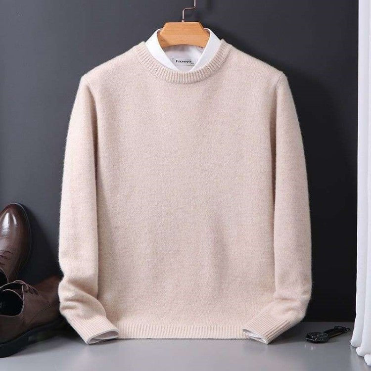 Brushed Knit Crew-Neck Sweater, Big & Tall – Men – Cream – front