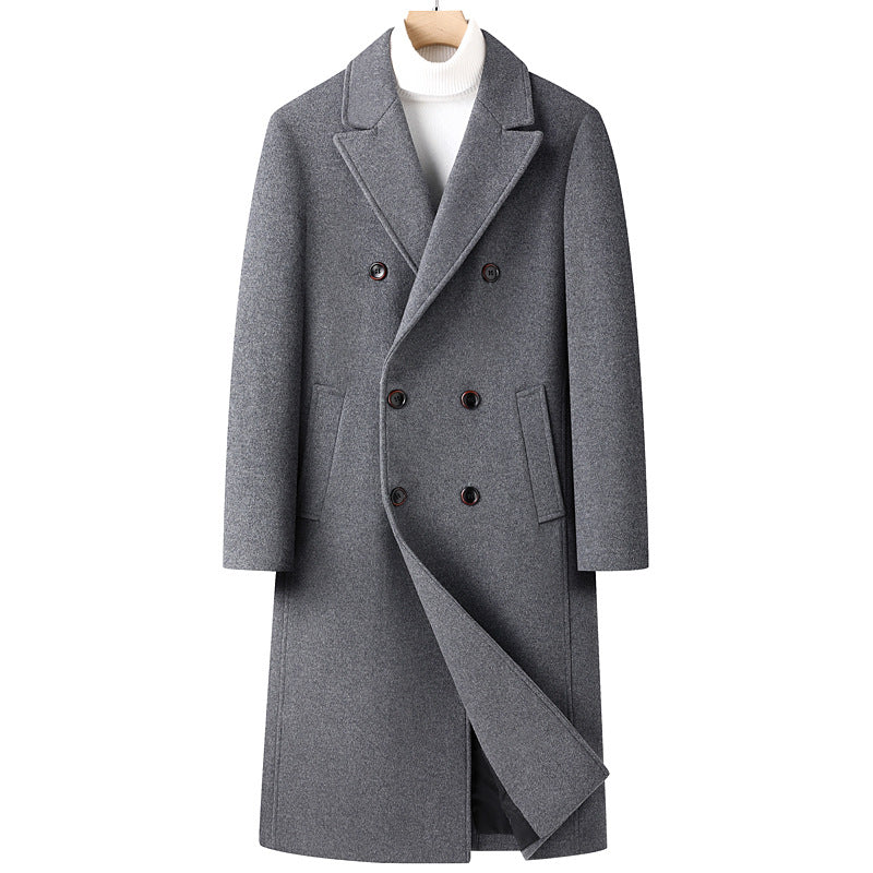 30–50% Wool Double-Breasted Overcoat – Men – Grey – front
