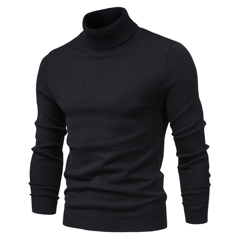 Fine-Knit Roll-Neck Sweater – Men – Black – front