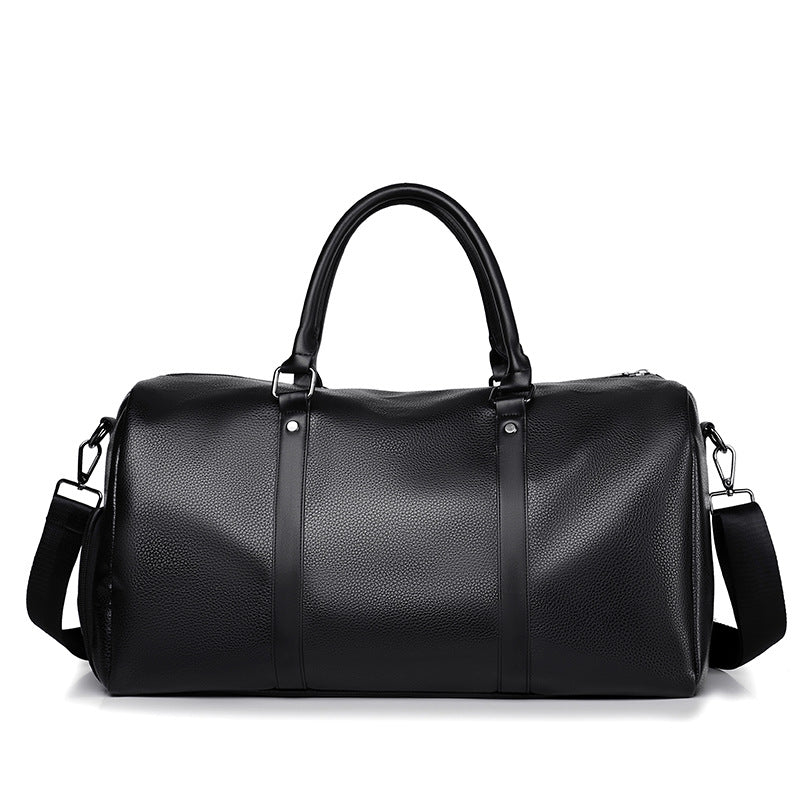 Leather-Look Weekender Bag with Shoe Pocket – Men – Black – front