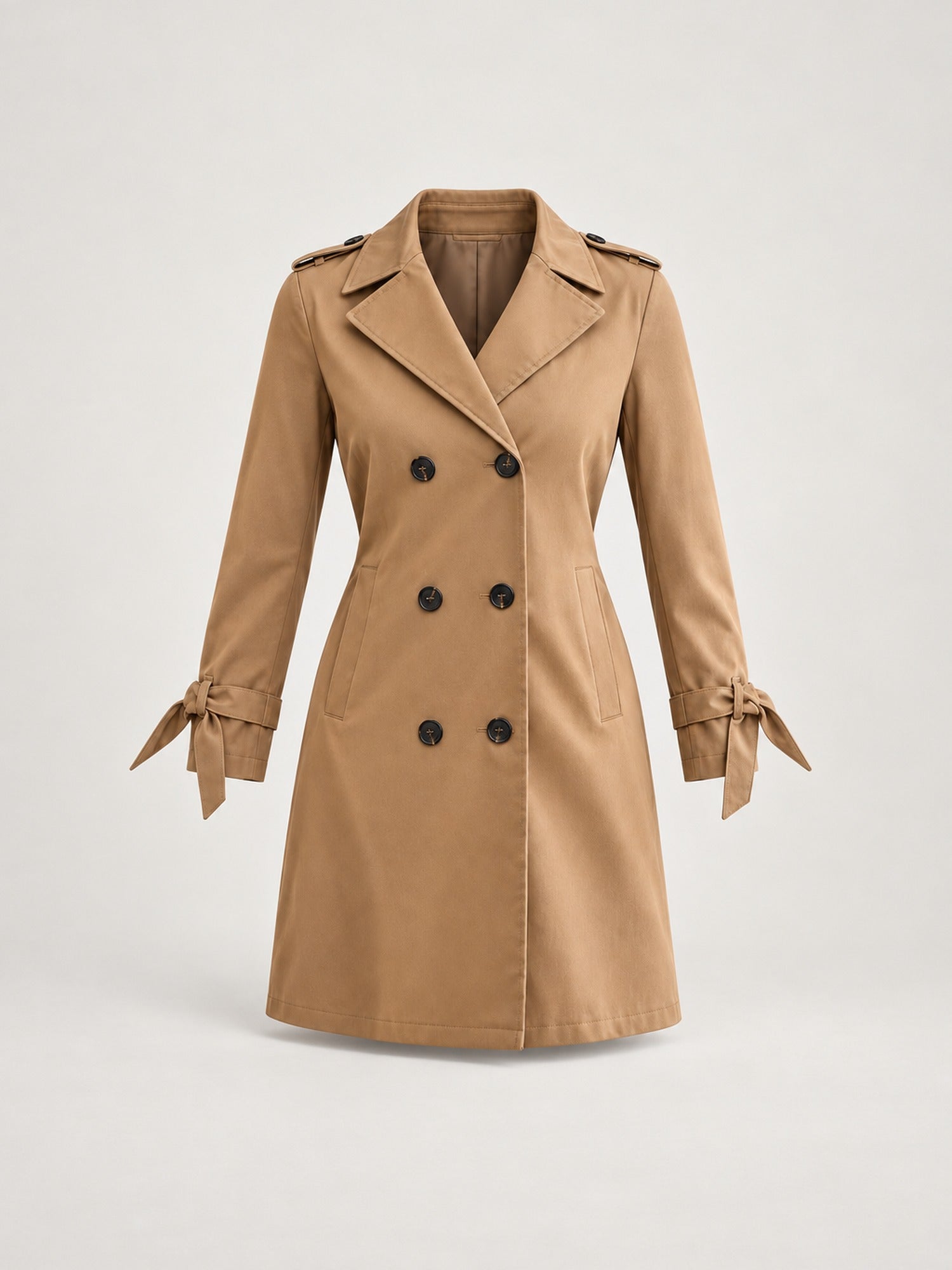100% Polyester Belted Double-Breasted Trench Coat – Women – studio