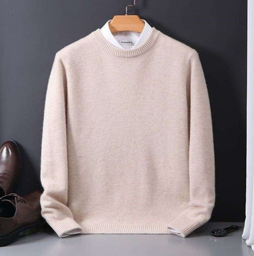 Brushed Knit Crew-Neck Sweater, Big & Tall – Men – Cream – front