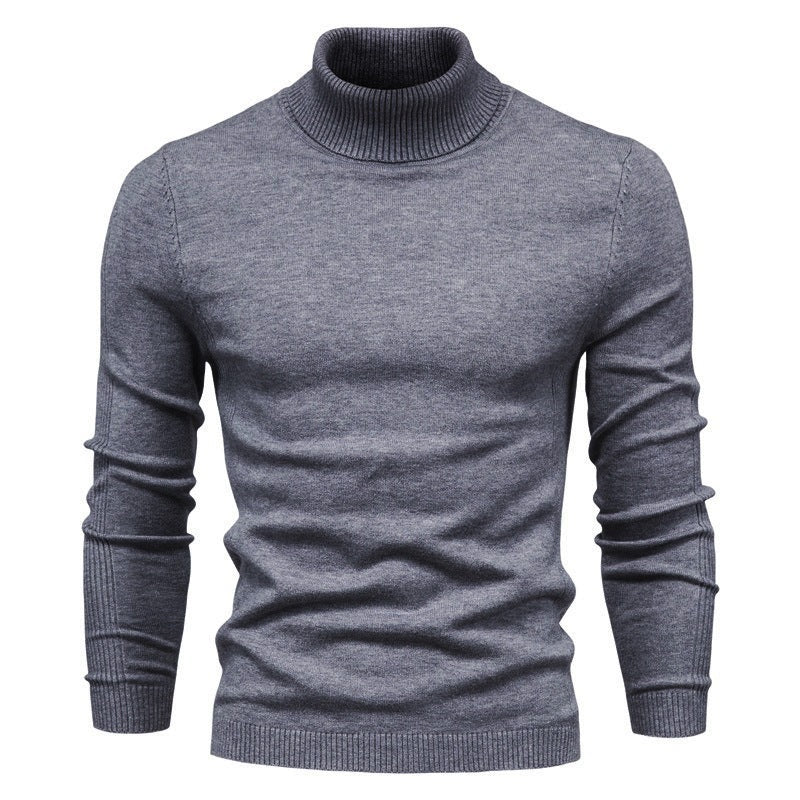 Fine-Knit Roll-Neck Sweater – Men – Charcoal – front