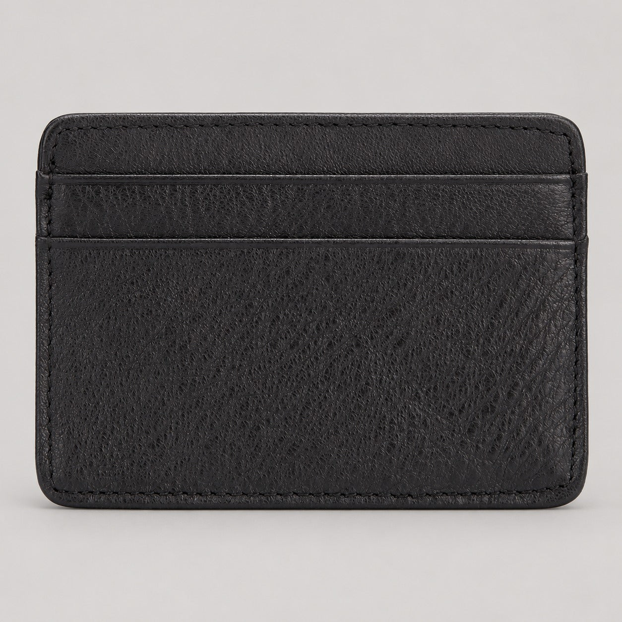 Cowhide Leather Card Holder, Slim – Men – Black – front