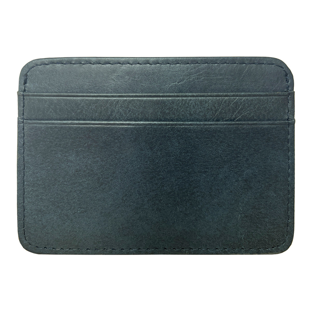 Cowhide Leather Card Holder, Slim – Men – Navy – front