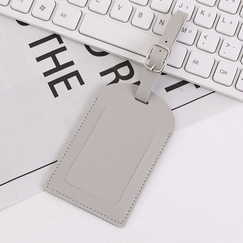 Leather-Look Luggage Tag, Privacy Flap – Men – Grey – front