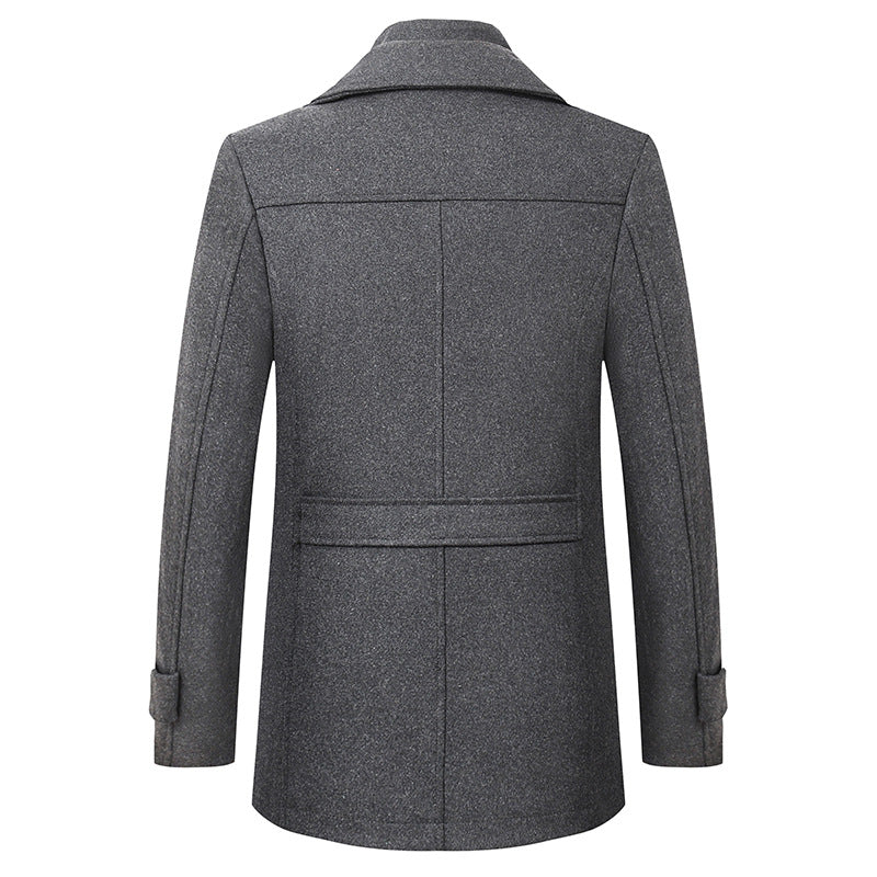 Wool-Blend Double-Collar Coat – Men – Grey – back