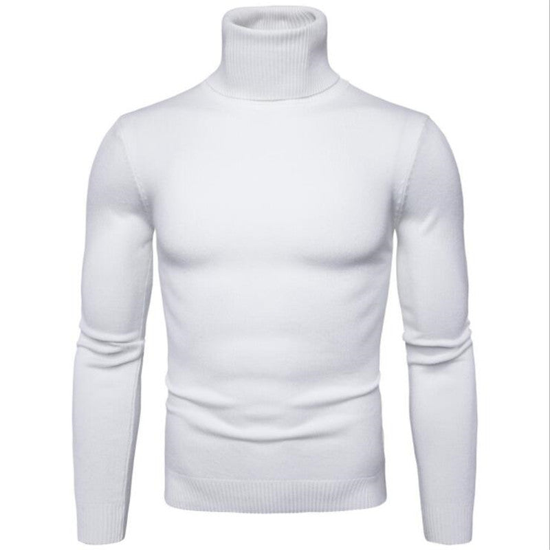 Fine-Knit Roll-Neck Sweater – Men – White – front