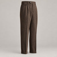 Herringbone Pleated Trousers, High Waist – Men