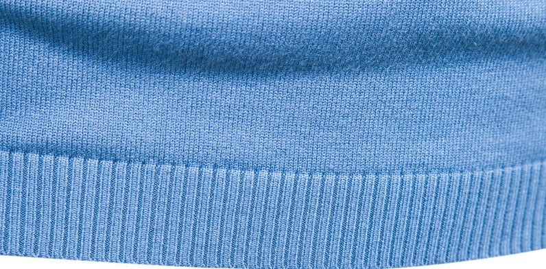 Fine-Knit Roll-Neck Sweater – Men – Light Blue – hem detail