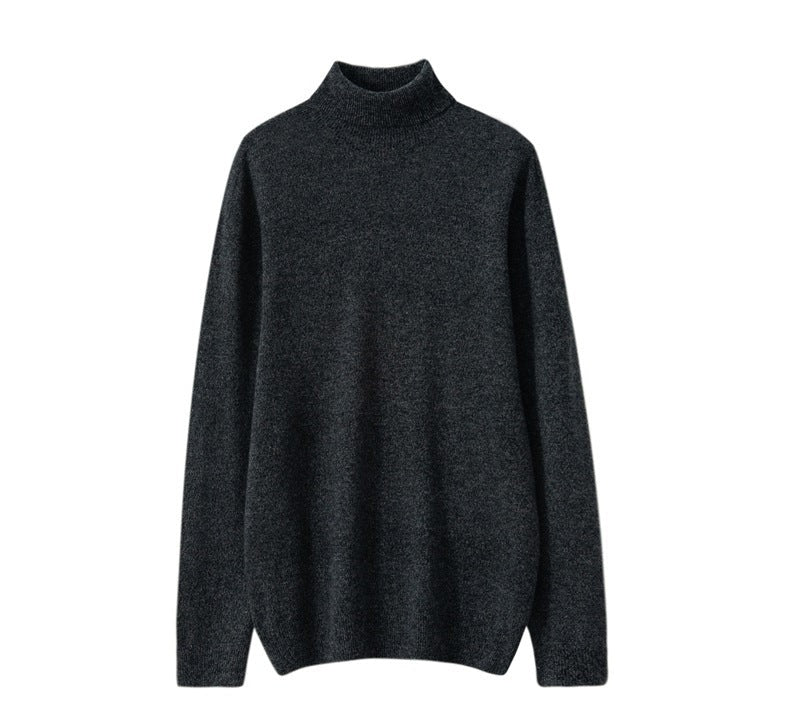 Wool Roll-Neck Sweater – Men – Charcoal – front