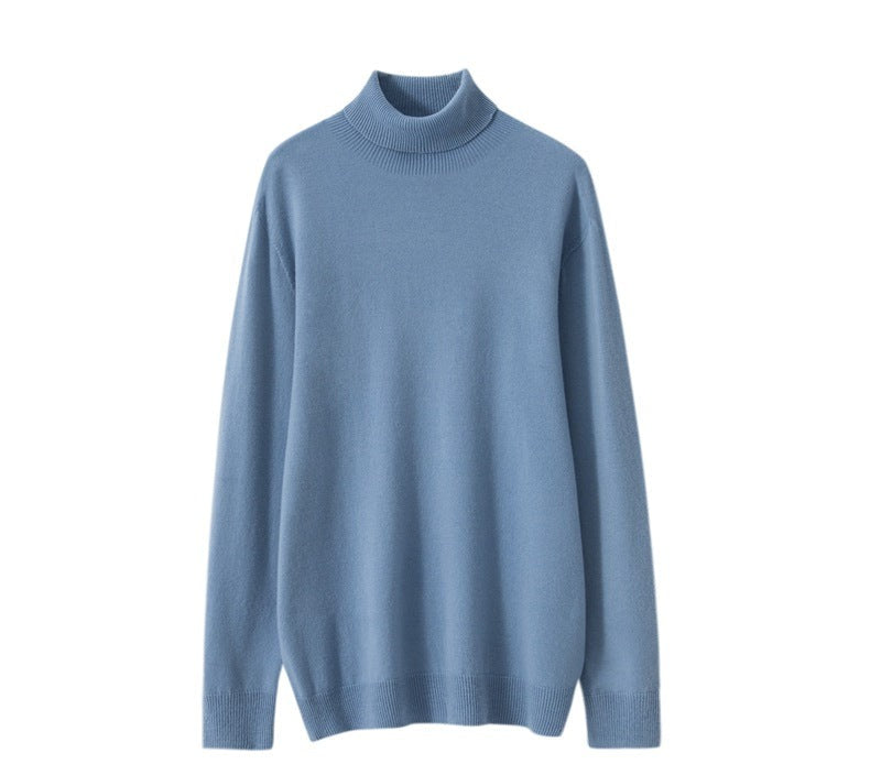 Wool Roll-Neck Sweater – Men – Light Blue – front