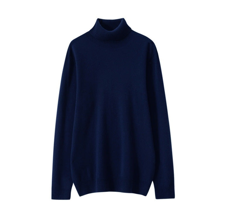 Wool Roll-Neck Sweater – Men – Navy – front