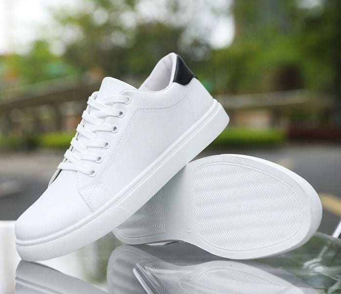 Leather-Look Low-Top Sneakers – Men – White – pair, sole