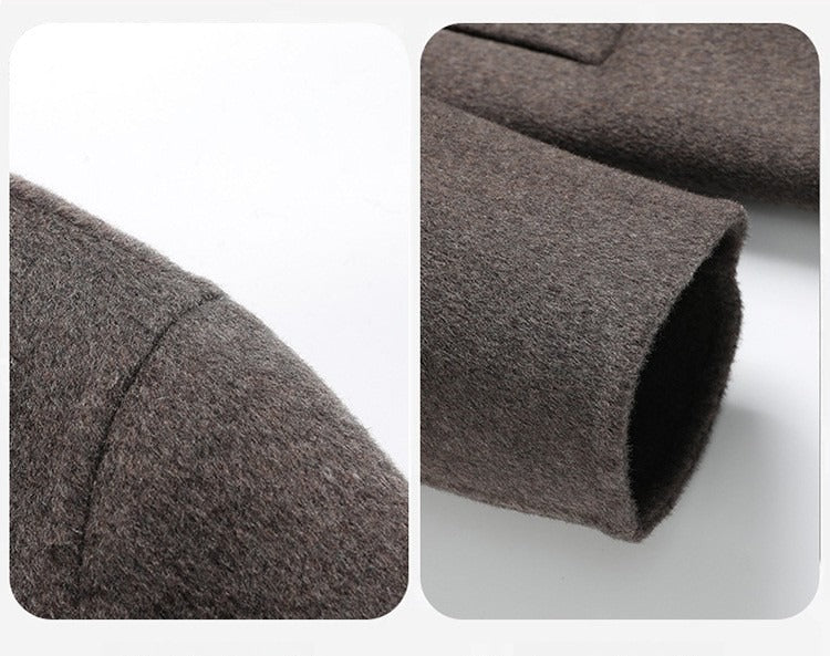 70% Wool Double-Faced Double-Breasted Coat – Men – Grey – shoulder and cuff detail