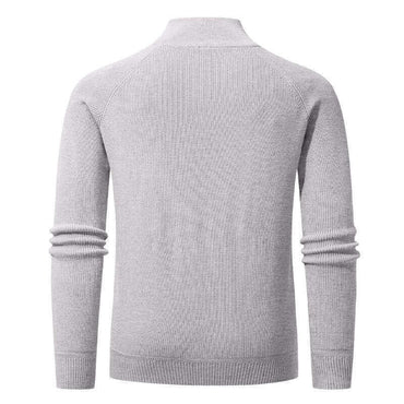 Ribbed Quarter-Zip Sweater, Raglan Sleeves – Men – Grey – back