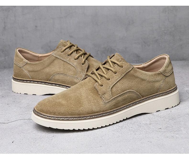 Suede Derby Shoes, Crepe-Look Sole – Men – Tan – pair