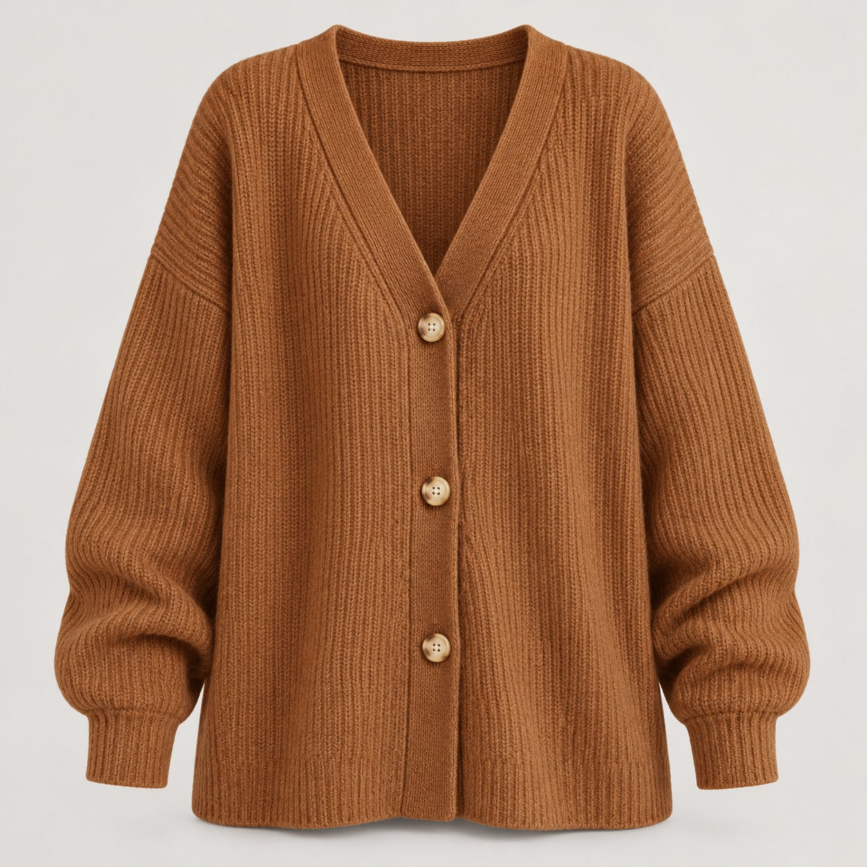 Ribbed V-Neck Button Cardigan – Women – studio