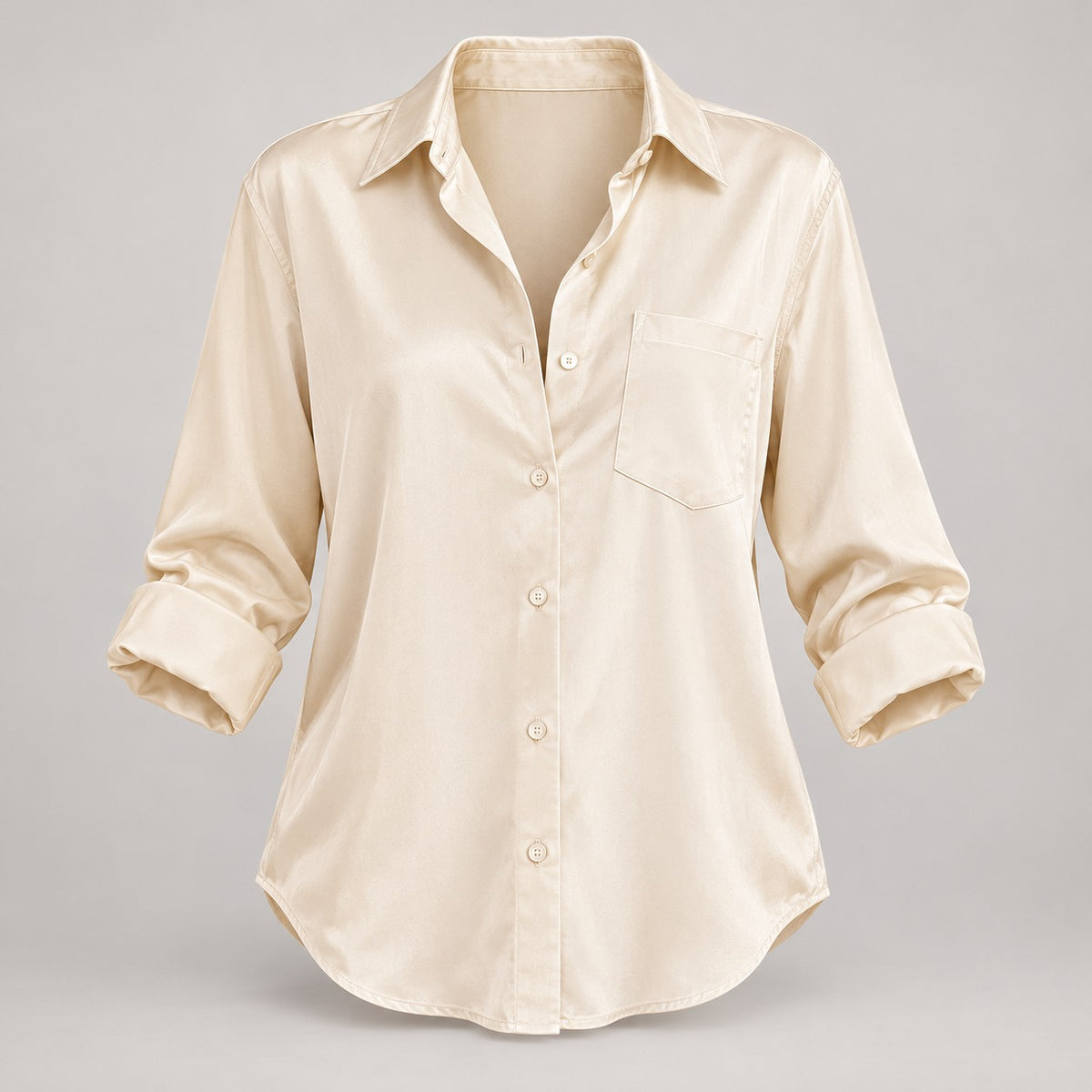 Satin Button-Up Shirt with Pocket – Women – studio