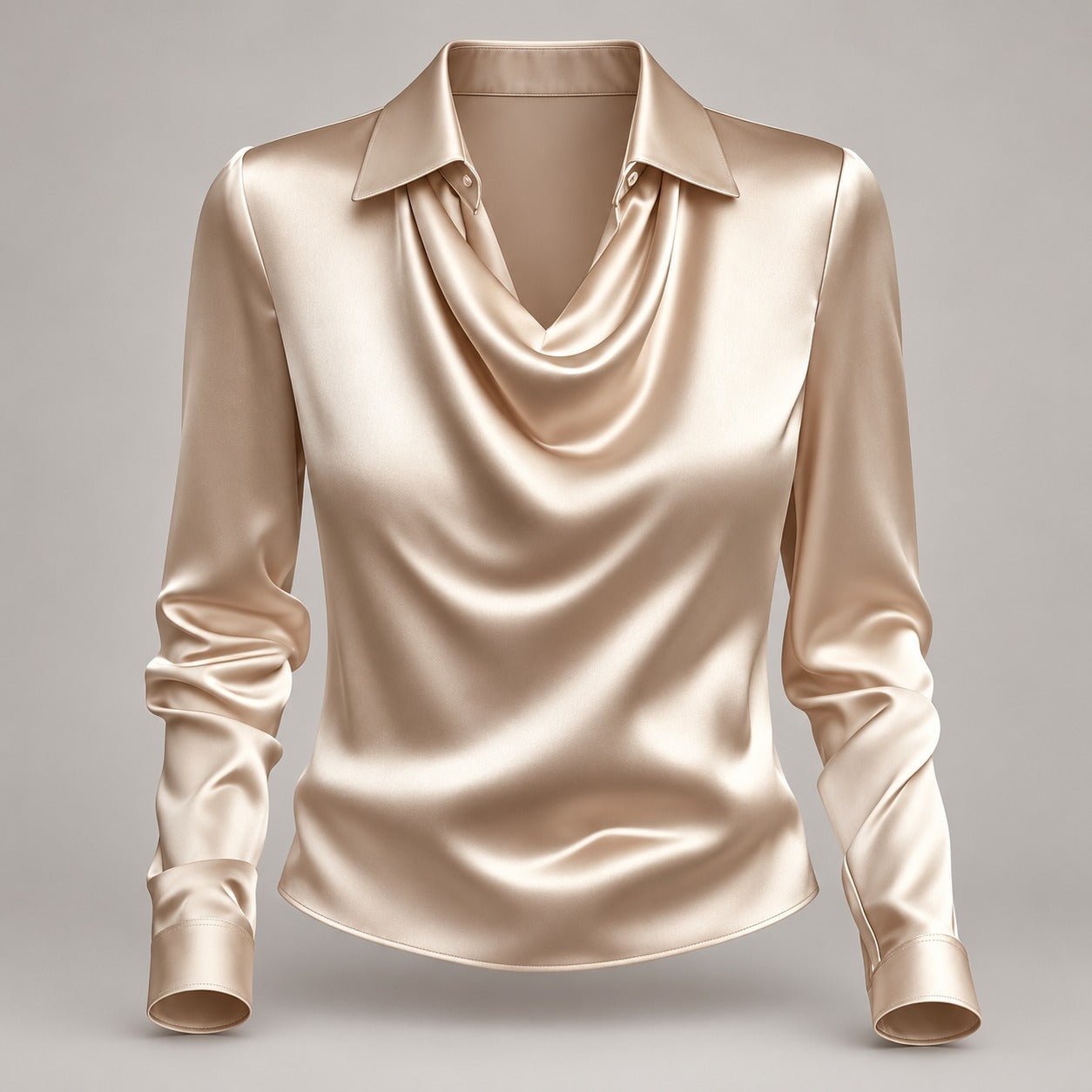 Satin Cowl-Neck Long-Sleeve Blouse – Women – studio