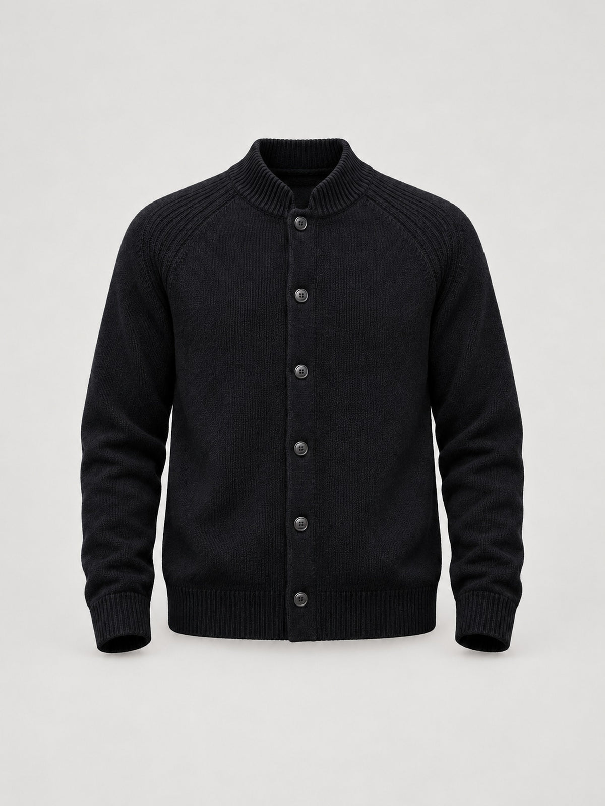 57.7% Acrylic, 42.3% Cotton Stand-Collar Cardigan – Men – studio