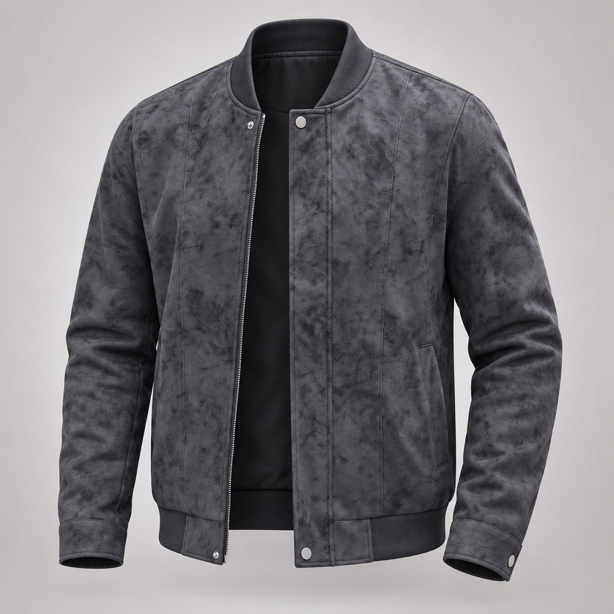 Suede-Look Baseball-Collar Jacket – Men – studio