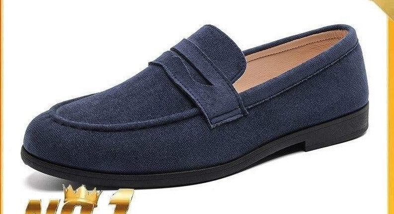 Suede-Look Penny Loafers – Men – Navy – side