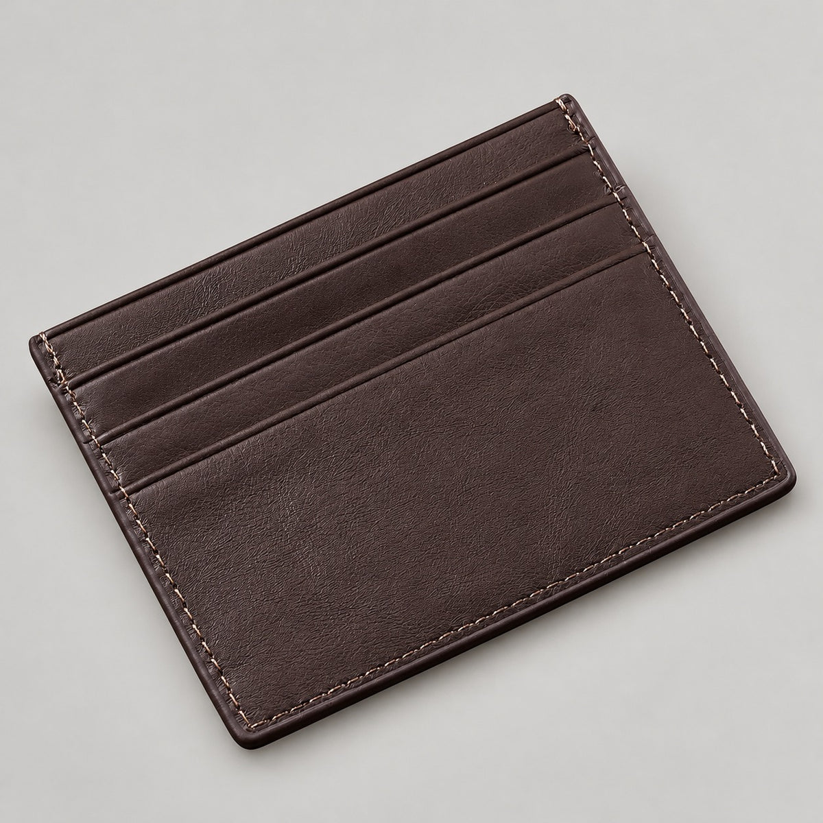 Ultra-Thin Leather Card Holder, RFID Blocking – Men – Chocolate · Smooth – front