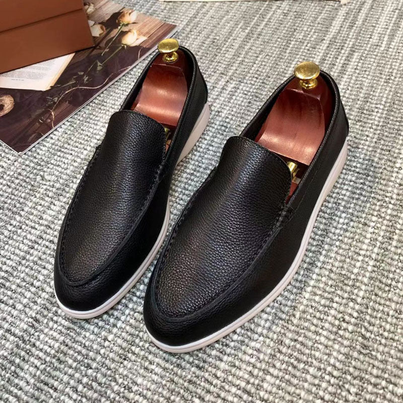 Pebbled Leather-Look Loafers – Men – Black – pair