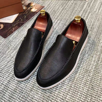 Pebbled Leather-Look Loafers – Men – Black – pair