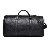 Croc-Embossed Leather-Look Holdall – Men – Black – front