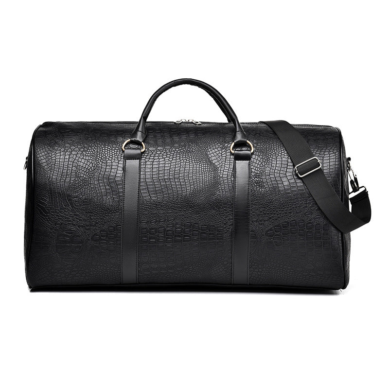Croc-Embossed Leather-Look Holdall – Men – Black – front