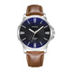 Silver · Black Dial · Brown Strap