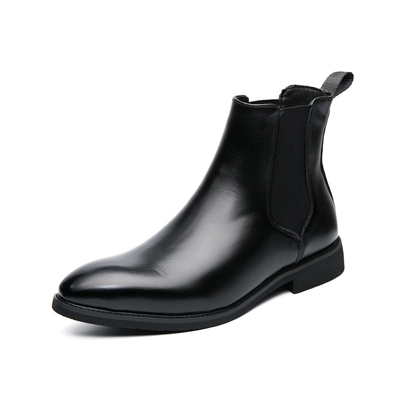 Fleece-Lined Chelsea Boots, Leather-Look – Men – Black – side