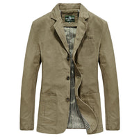 100% Cotton Washed Blazer, Patch Pockets – Men – Stone – front