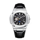 Silver · Black Dial · Black Leather