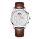 Silver · White Dial · Brown Leather