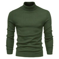 Fine-Knit Roll-Neck Sweater – Men – Olive – front