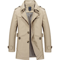 95% Cotton Mid-Length Jacket – Men – Beige – front