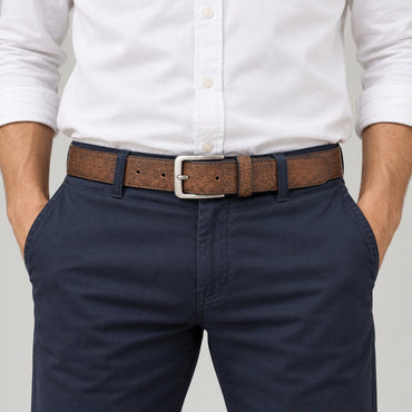 Vintage Leather-Look Belt – Men – Brown – worn