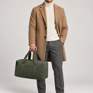 Canvas Holdall Bag – Men – Olive – worn