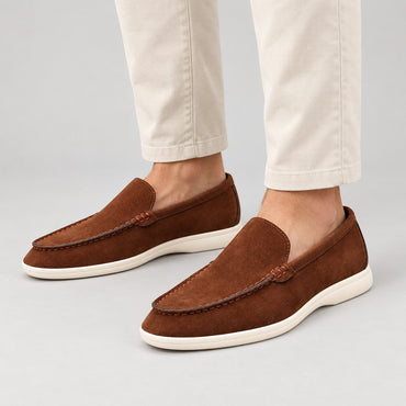 Suede-Look Moccasin Loafers – Men – Brown – worn